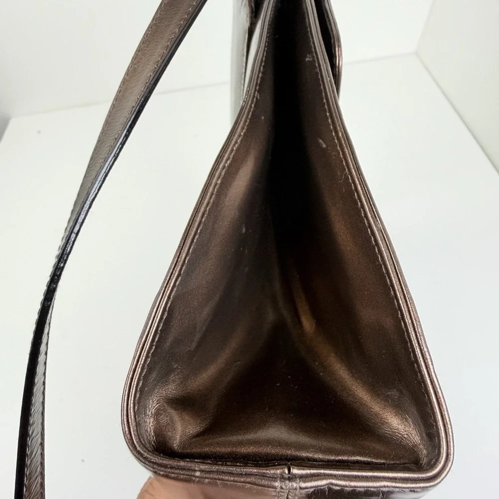 Salvatore Ferragamo M211044 Bronze Leather Shoulder Bag Made In Italy